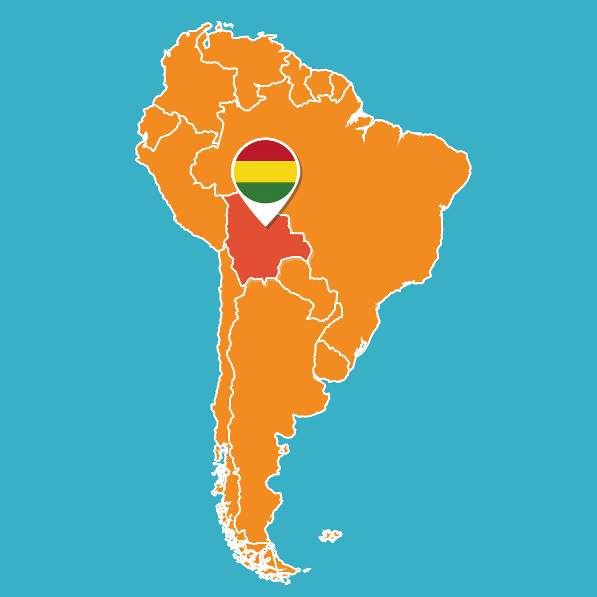 Image of South America on a map